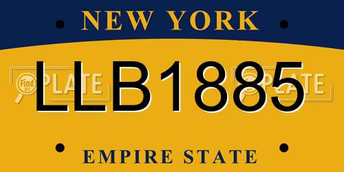 LLB1885 New York License Plate