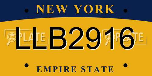 LLB2916 New York License Plate
