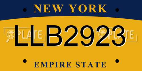 LLB2923 New York License Plate