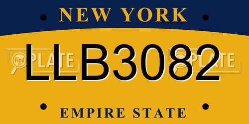 LLB3082 New York License Plate
