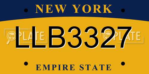 LLB3327 New York License Plate