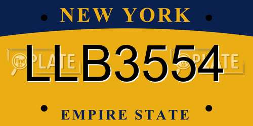 LLB3554 New York License Plate