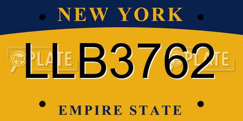LLB3762 New York License Plate