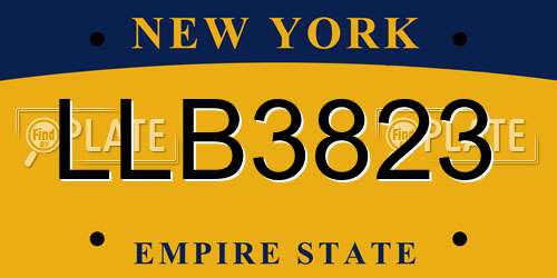 LLB3823 New York License Plate