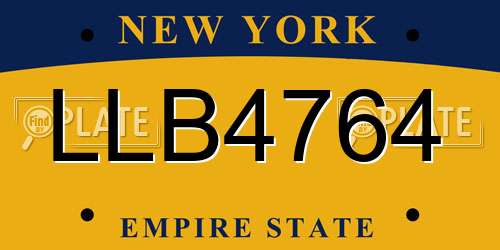 LLB4764 New York License Plate