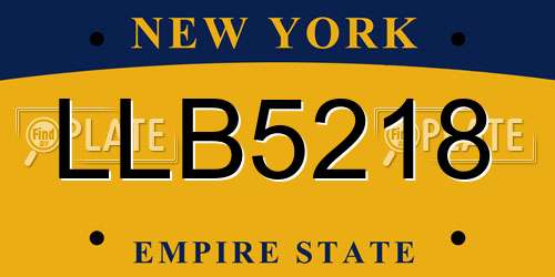 LLB5218 New York License Plate