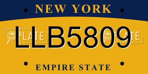 LLB5809 New York License Plate