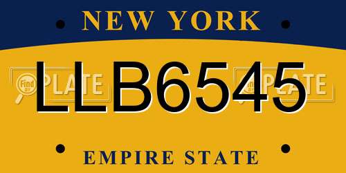 LLB6545 New York License Plate