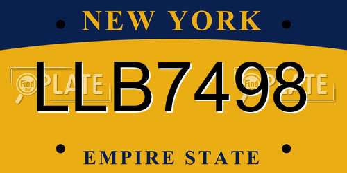 LLB7498 New York License Plate