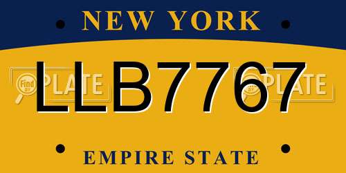 LLB7767 New York License Plate