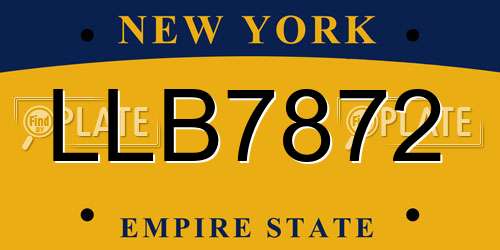 LLB7872 New York License Plate