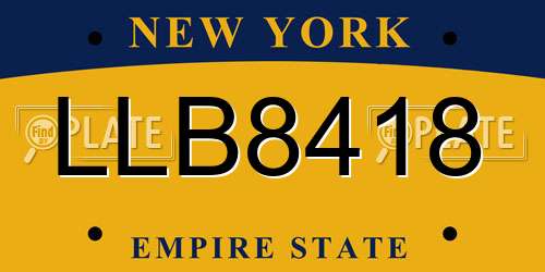 LLB8418 New York License Plate