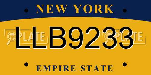 LLB9233 New York License Plate