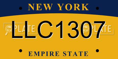 LLC1307 New York License Plate
