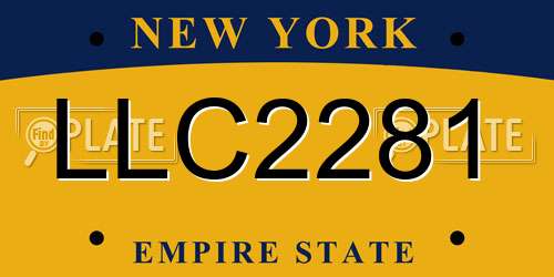 LLC2281 New York License Plate