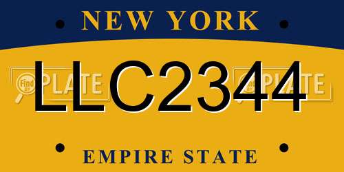 LLC2344 New York License Plate