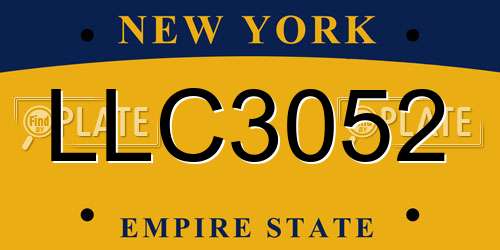 LLC3052 New York License Plate