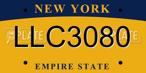LLC3080 New York License Plate