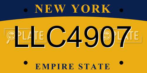 LLC4907 New York License Plate