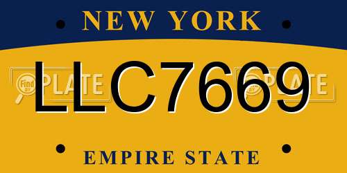 LLC7669 New York License Plate