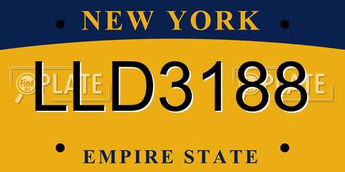 LLD3188 New York License Plate