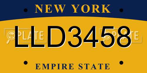 LLD3458 New York License Plate