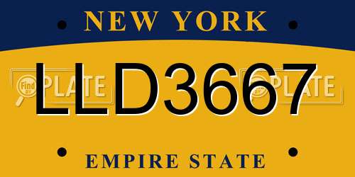 LLD3667 New York License Plate