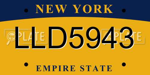 LLD5943 New York License Plate