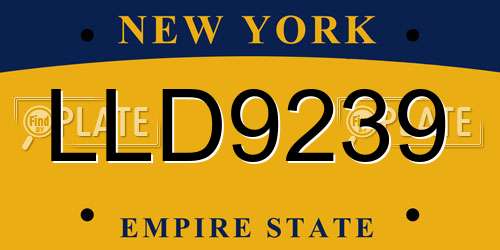 LLD9239 New York License Plate
