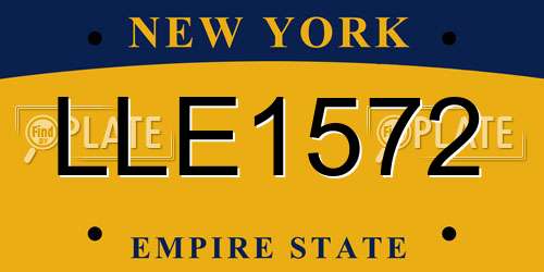 LLE1572 New York License Plate