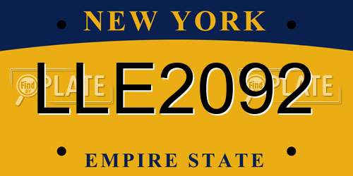 LLE2092 New York License Plate