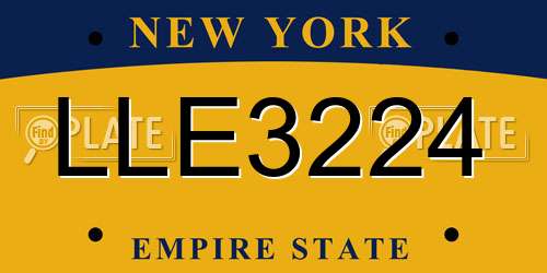 LLE3224 New York License Plate