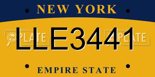 LLE3441 New York License Plate
