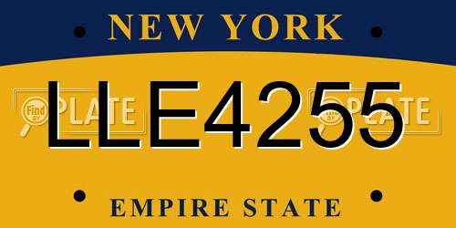 LLE4255 New York License Plate
