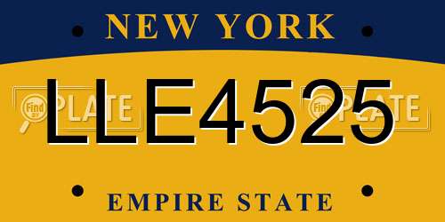 LLE4525 New York License Plate