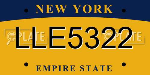 LLE5322 New York License Plate