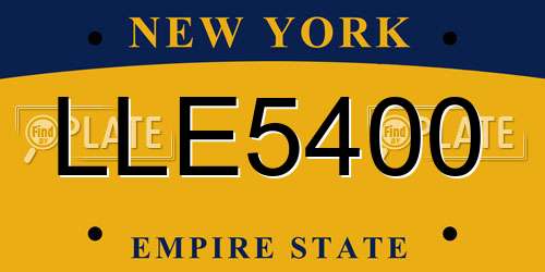 LLE5400 New York License Plate