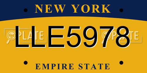 LLE5978 New York License Plate