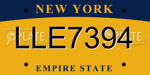 LLE7394 New York License Plate