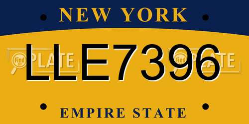LLE7396 New York License Plate