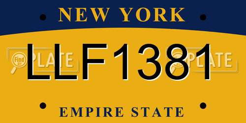 LLF1381 New York License Plate