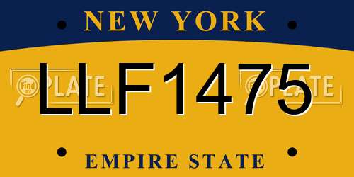 LLF1475 New York License Plate