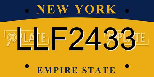 LLF2433 New York License Plate