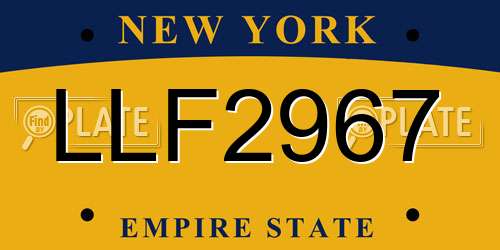 LLF2967 New York License Plate