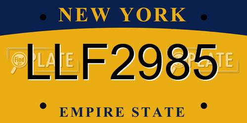 LLF2985 New York License Plate