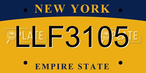 LLF3105 New York License Plate