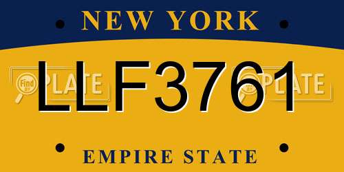 LLF3761 New York License Plate
