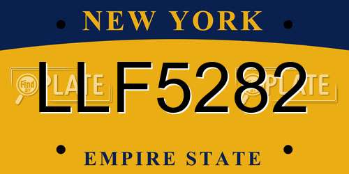 LLF5282 New York License Plate