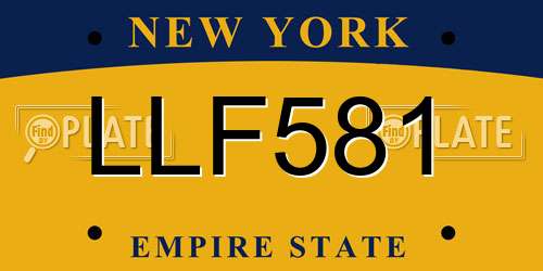 LLF581 New York License Plate