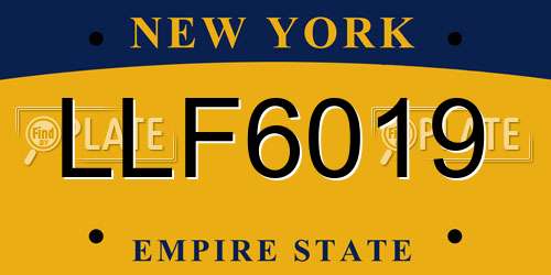LLF6019 New York License Plate